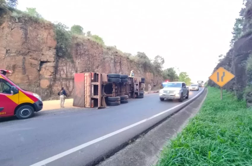  Motorista morre e esposa e filhos ficam feridos após caminhão tombar na BR-277