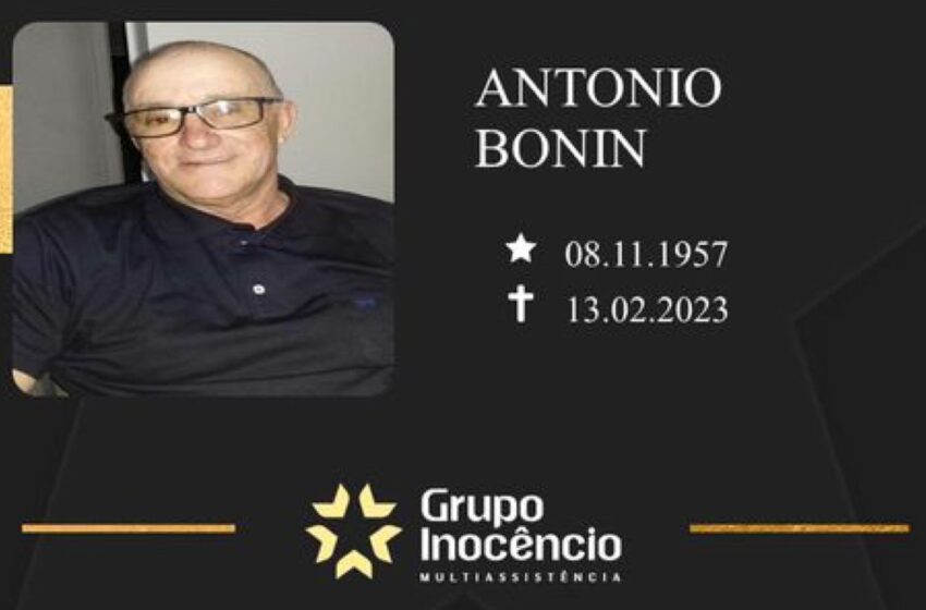  Grupo Inocêncio e familiares comunicam o falecimento de Antonio Bonin