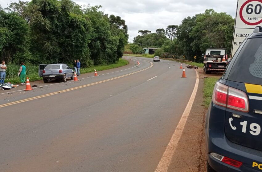  Colisão frontal entre carro e moto deixa um homem morto na BR-277