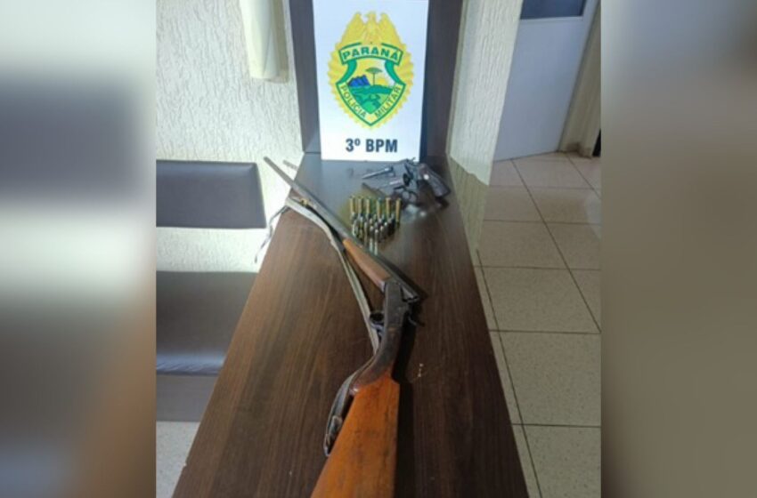  Idoso é preso com duas armas de fogo irregulares após ameaçar os familiares