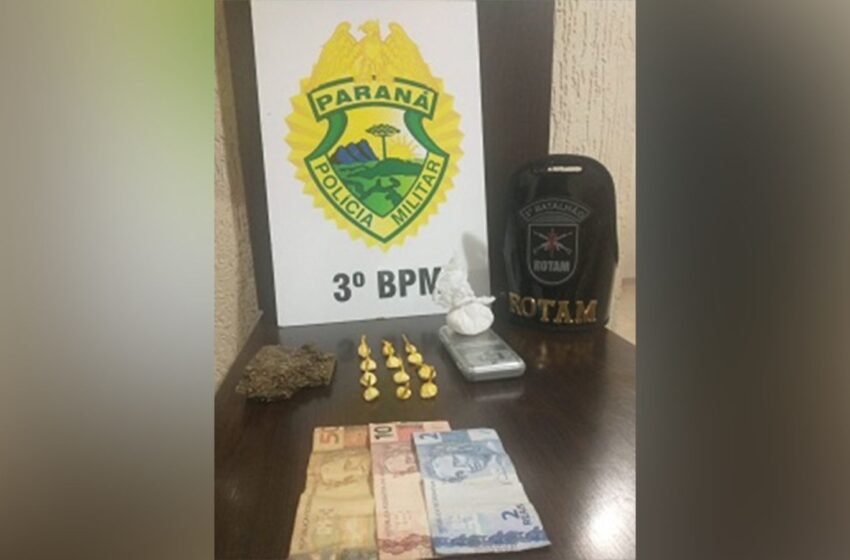  ROTAM apreende adolescente por tráfico de drogas e apreende maconha e cocaína