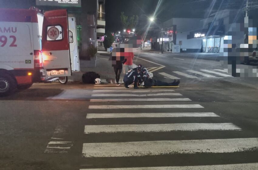  Motoboy fica ferido após colisão com carro no centro de Francisco Beltrão
