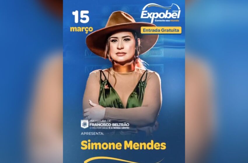  Simone Mendes é a quarta atração confirmada da Expobel 2024