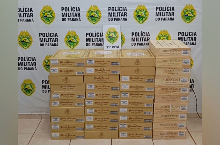  Polícia Militar apreende 40 caixas de vinhos oriundos da Argentina