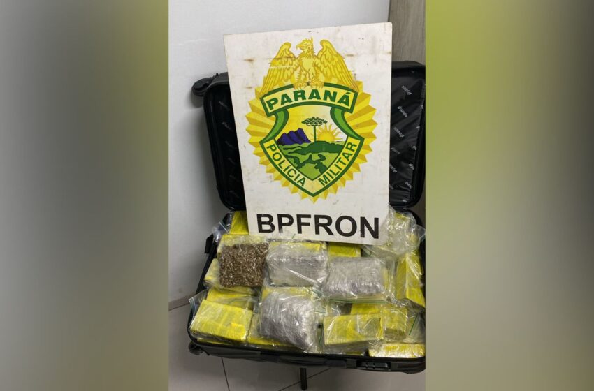 BPFRON encontra mala carregada com 20 kg de maconha durante abordagem a ônibus na região
