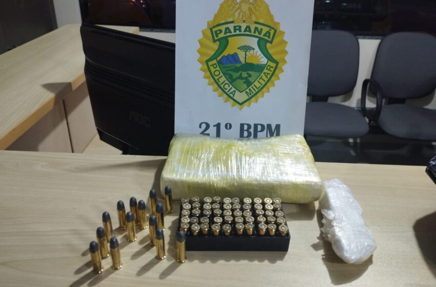  Após receber denúncia, PM prende homem com mais de um quilo de cocaína e munições em Francisco Beltrão