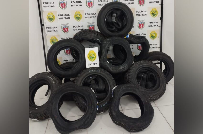  Veículo carregado com pneus que seriam entregues em Francisco Beltrão é apreendido pela PM