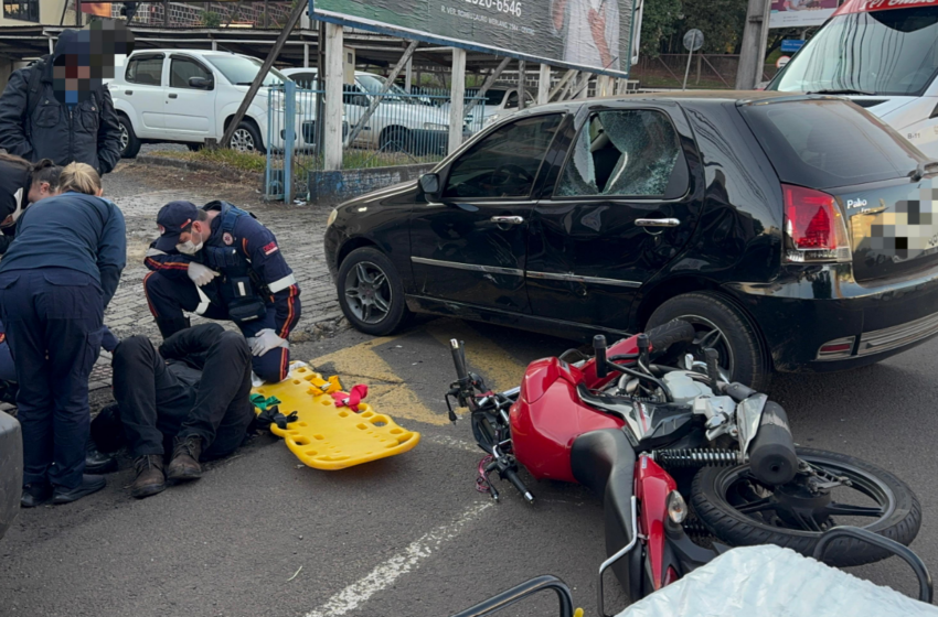  Acidente entre carro e moto deixa homem ferido em Francisco Beltrão