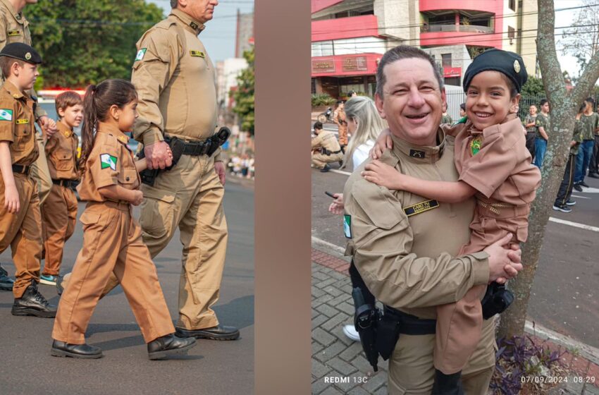  Pequena admiradora da Polícia Militar desfila ao lado da corporação no Desfile da Independência do Brasil