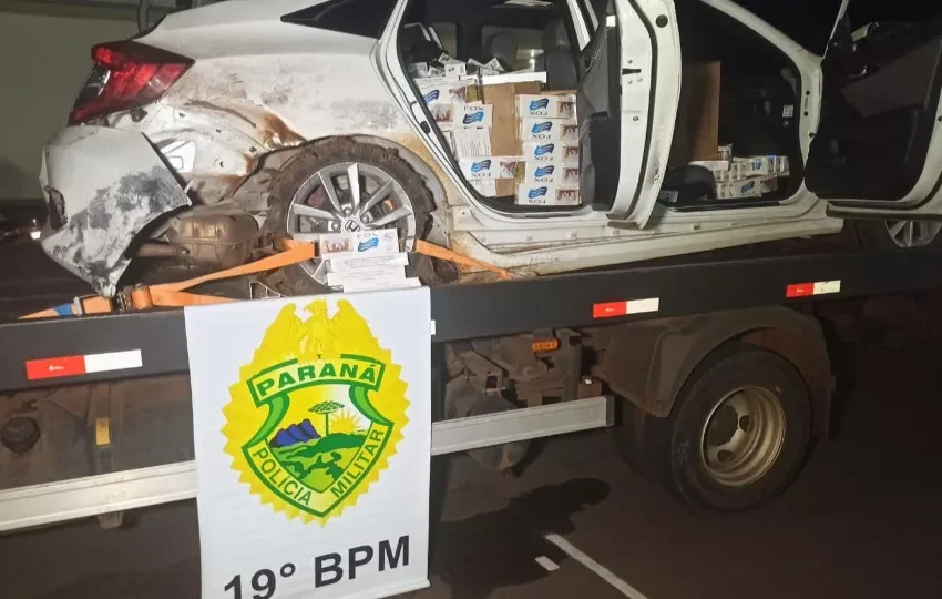  Carro é apreendido com cigarros após perseguição de 20 km na BR 163 no PR